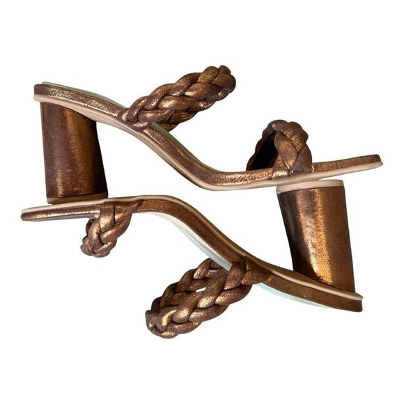 Dolce Vita Metallic Bronze Braided Block Heel Sandals. Size 9 1/2 - Picture 5 of 8